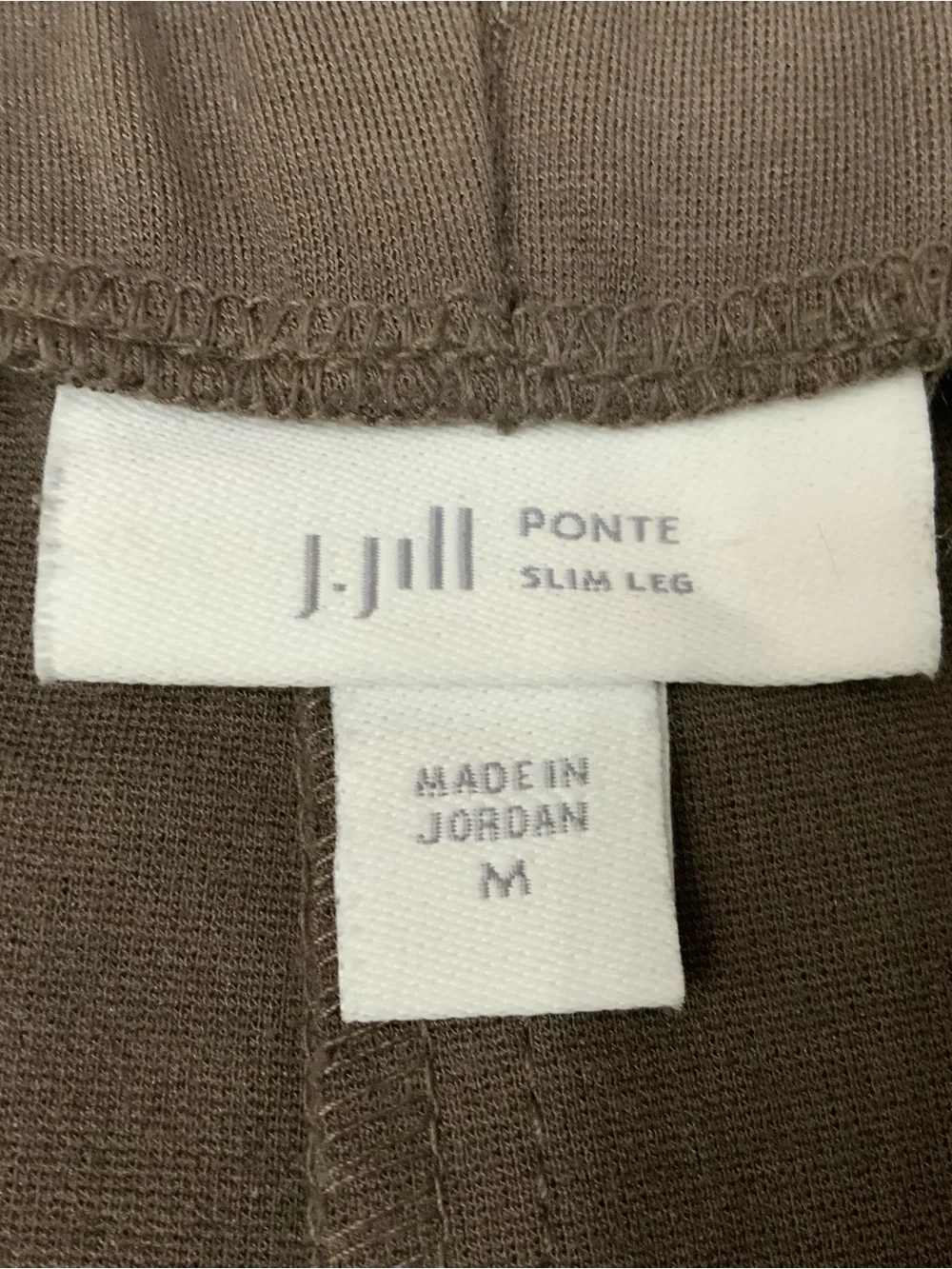 J. Jill Ponte Slim Leg Elastic Waist Pull On Pants Brown Size M Stretch New